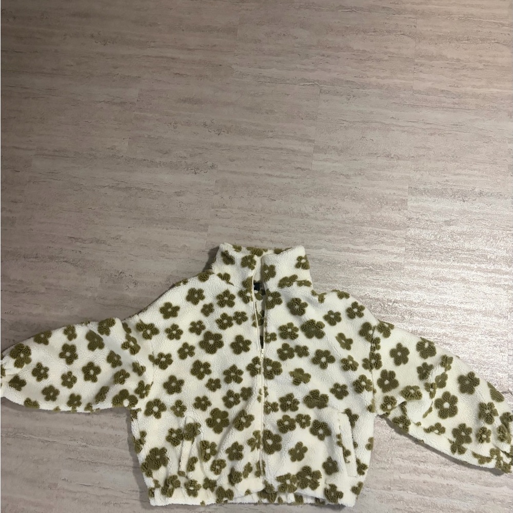 Green Floral Zip-Up Jacket